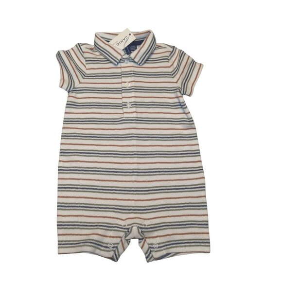 Janie And Jack Boys Size 3-6 Months Stripped Romper - Picture 1 of 16